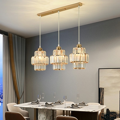 K9 Crystal Shade Hanging Pendant Lights 3-Bulb Hanging Ceiling Light