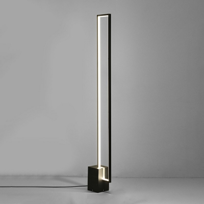Metal Rectangle Nightstand Lamp Modern Style 1 Light Floor Light in Black