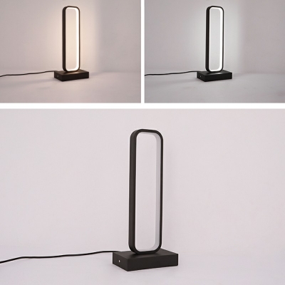 Metal Rectangle Table Lamp Modern Style 1 Light Nightstand Lamp in Black