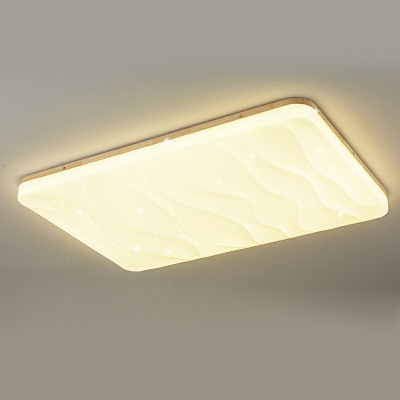 Modern Flush Mount Fixture Simple White Geometrical Shape Wood Ceiling Light