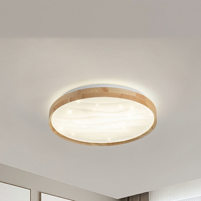 Modern Minimalist Wood Ceiling Light Fixture Living Room Flush Mount Light
