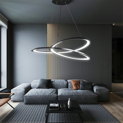 Modern Style Chandelier Lamp Metal Twisted Chandelier Light for Living Room