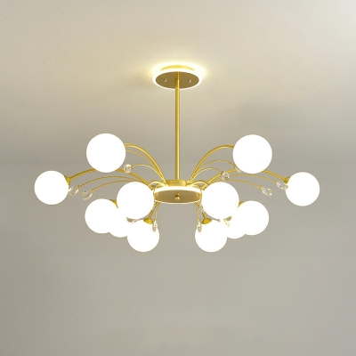 Modern Style Round Ceiling Chandelier Glass 16-Lights Chandelier Lighting Fixtures in Gold