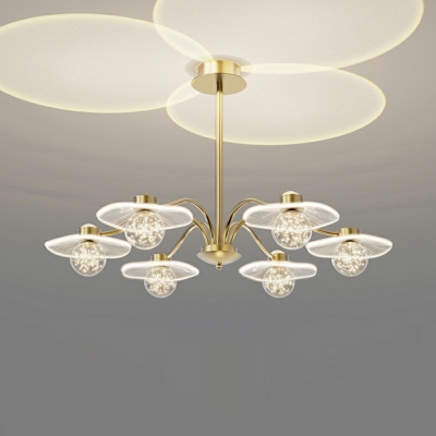 Modern Style Sphere Chandelier Light Glass 8-Lights Chandelier Lighting Fixtures in Gold