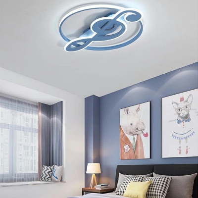 Music Note Shape Flushmount Light Acrylic Children Bedroom Flushmount Ceiling Lamp