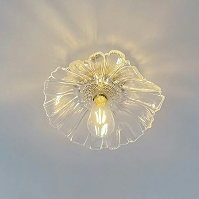 Petal Flush Light Modern Style Glass 1-Light Flush Ceiling Light in Clear