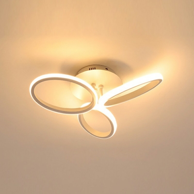 Petal Led Flush Light Industrial Style Acrylic 6-Lights Flush Light Fixtures in White