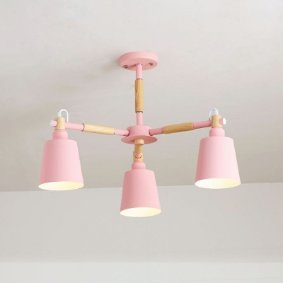 Pink Taper Chandelier Lamp Modern Style Metal 8 Lights Chandelier Light