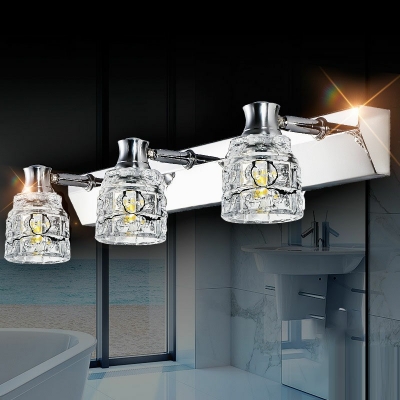 Sliver Dome Vanity Strip Modern Style Crystal 3 Lights Vanity Light Fixtures