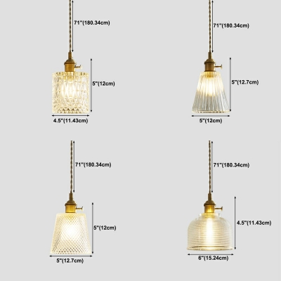 1 Light Cylinder Down Lighting Modern Style Glass Ceiling Pendant Light in Clear