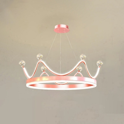 2-Light Hanging Chandelier Contemporary Style Crown Shape Metal Pendant Light Kit