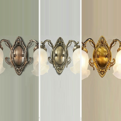 2-Light Sconce Lamps Traditional Style Bell Shape Metal Wall Mounted Light