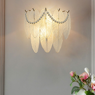 2 Lights Curve Wall Mount Light Modern Style Glass Wall Light in Clear
