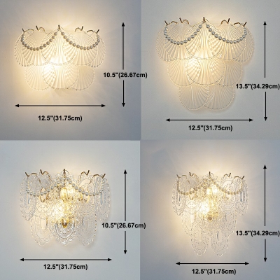 2 Lights Curve Wall Mount Light Modern Style Glass Wall Light in Clear