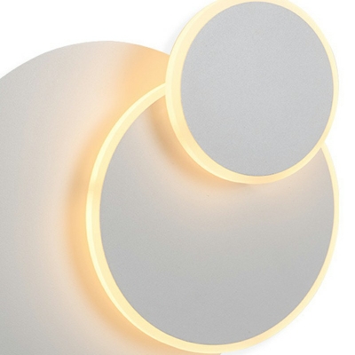 2 Lights Round Wall Light Fixtures Modern Style Metal Wall Sconce Lighting in White