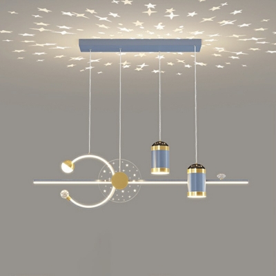 5-Light Hanging Island Lights Contemporary Style Geometric Shape Metal Pendant Chandelier