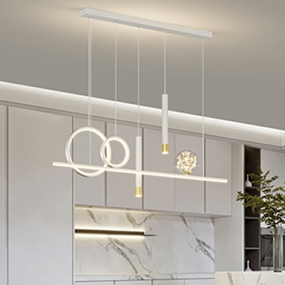 6 Light Contemporary Island Lighting Metal Linear Island Lights for Dining Room