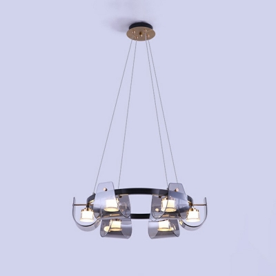 6-Light Hanging Ceiling Light Modern Style Ring Shape Metal Chandelier Lighting