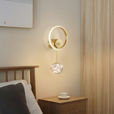 Acrylic Wall Light Sconce with Globe Glass LED Sconce Light Fixture for Bedroom