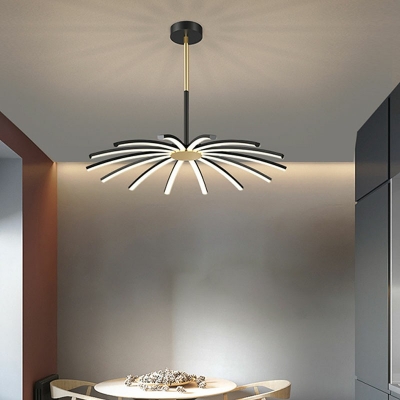 Contemporary Chandelier Lamp Black Sputnik  Chandelier Light for Living Room