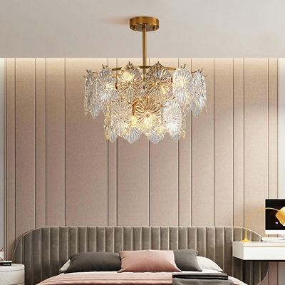 Glass Drum Suspension Light Modern Minimalism Chandelier Lighting Fixtures for Living Room