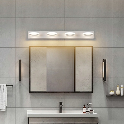 Modern LED Vanity Light White Bathroom Mirror Wall Mounted Mirror Front