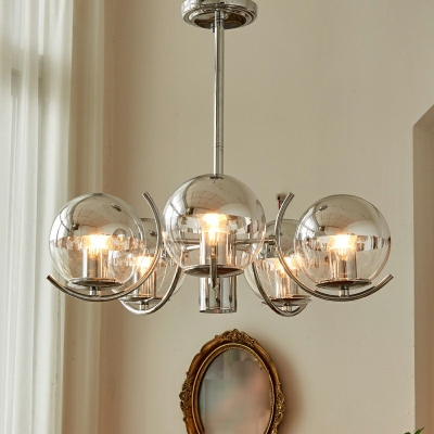Modern Style Chandelier Lamp Clear Glass Globe Chandelier Light for Dining Room