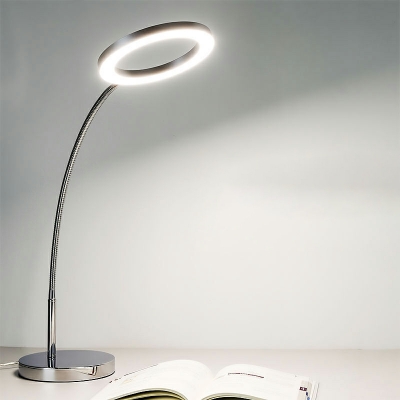 Simplicity Metal Circular Ring Reading Light LED Sliver Finish Flexible Task Lighting