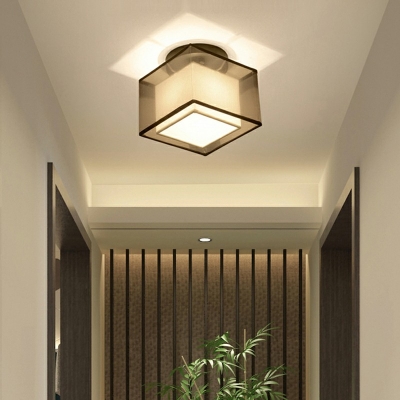 Traditional Flush Mount Light 1-Head Fabric Shade Flush Mount Ceiling Lighting Fixture