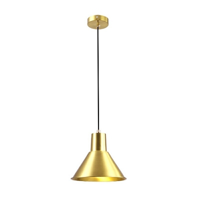 1 Light Gold Pendant Lighting Metal Hanging Lamp for Bedroom