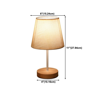 1-Light Table Lamp Contemporary Style Cone Shape Fabric Nightstand Lamp