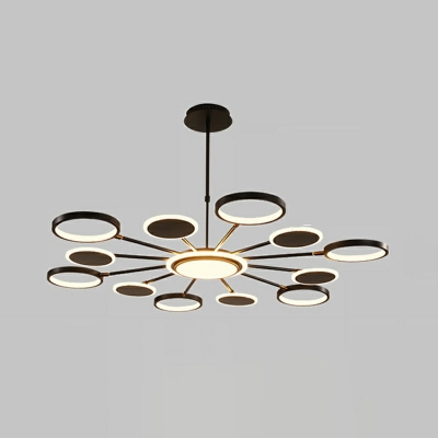11-Light Hanging Ceiling Light Modern Style Circle Shape Metal Chandelier Lighting