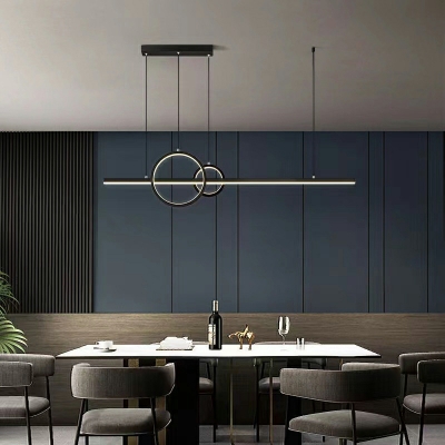 3-Light Island Lighting Contemporary Style Geometric Shape Metal Ceiling Lights