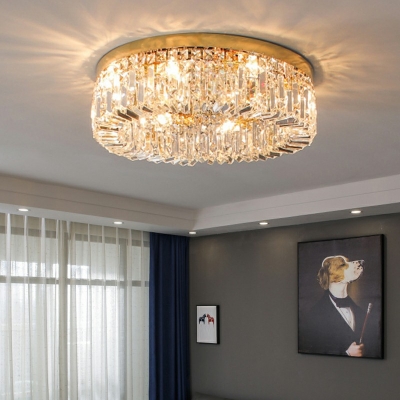 6-Light Flush Mount Light Vintage Style Round Shape Metal Close To Ceiling Chandelier