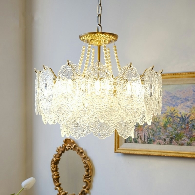 American Style Glass Chandelier Pendant Light Traditional Multi Pendant Light for Bedroom