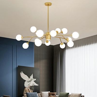Black Global Chandelier Lamp Modern Style Glass 18 Lights Chandelier Lighting Fixtures