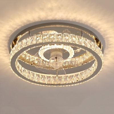 Contemporary Geometrical Flush Mount Ceiling Light K9 Crystal Led Ceiling Fan Light