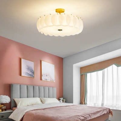 French Light Luxury Ceiling Lamp Modern Glass Ceiling Mounted Fixture for Living Room