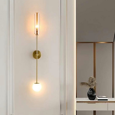 Globe Glass Spherical Sconce Light Post-Contemporary 1 Head Wall Mount Lighting in Brass