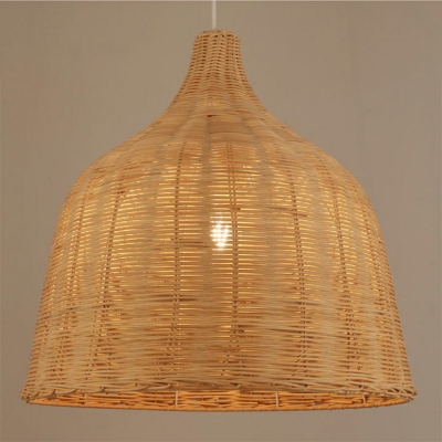 Handcrafted Rattan Pendant Light Bell Shape Hanging Ceiling Lights for Dining Room