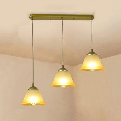 Modern Flower Shape Hanging Light Fixtures 3 Head Glass Restaurant Hanging Ceiling Lights in Gold