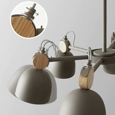Modern Style Dome Chandelier Light Metal 8-Lights Chandelier Lighting Fixtures in Grey