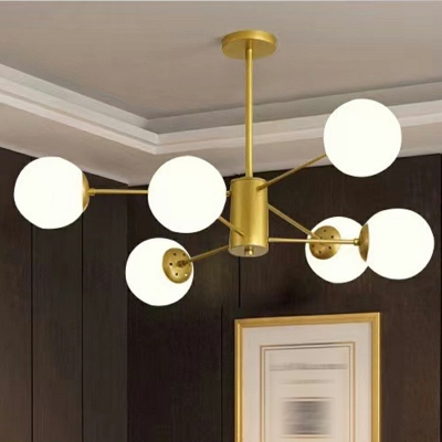 Modern Style Sputnik Chandelier Lamp White Glass Chandelier Light