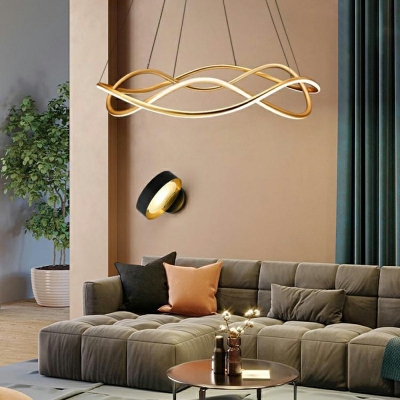 Modern Twisted Chandelier Lamp Gold Metal Chandelier Light for Living Room