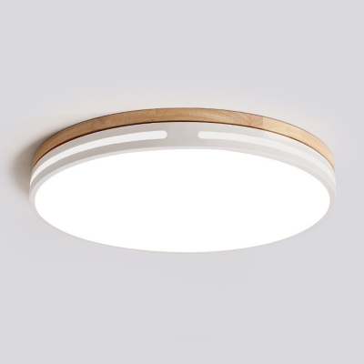 Nordic Minimalist Wooden Ceiling Light LED Round Low Profile Ceiling Mounted Fixture