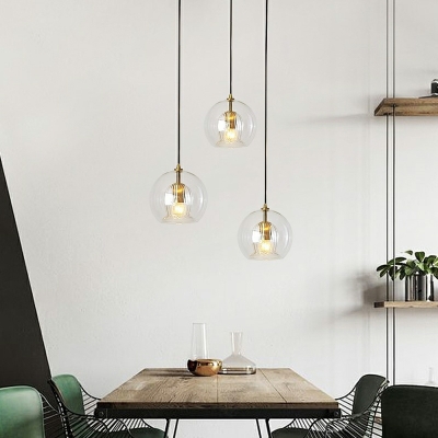 Nordic Transparent Glass Hanging Lamp Simple Single Head Pendant Light