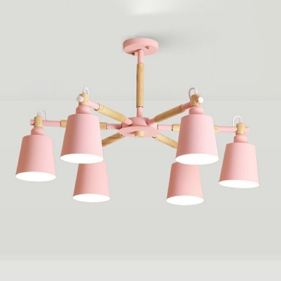 Pink Taper Chandelier Lamp Modern Style Metal 8 Lights Chandelier Light