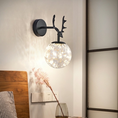 Simple Spherical Wall Mounted Light Fixture Glass and Metal Wall Sconce Lighting