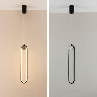 Simplicity Bar Shape Ring Hanging Pendant Lights Metallic Down Lighting Pendant