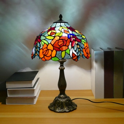 Tiffany-Style Table Lamp Single Bulb Nightstand Lamp for Bedroom